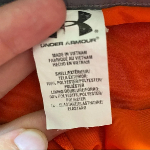Under Armour Men’s Large Dark gray and orange fitted Athletic Shorts - Picture 8 of 10